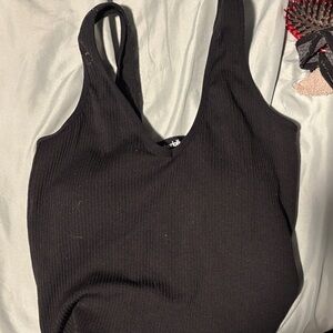 Charlotte Russe Black Ribbed Tank Top